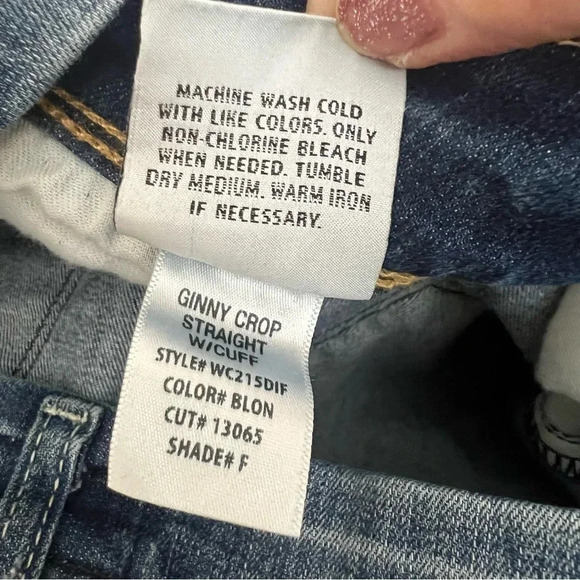 Y2K Hudson Jeans Ginny Crop Straight Leg With Cuff Distressed Size 24 USA Made - Picture 9 of 9